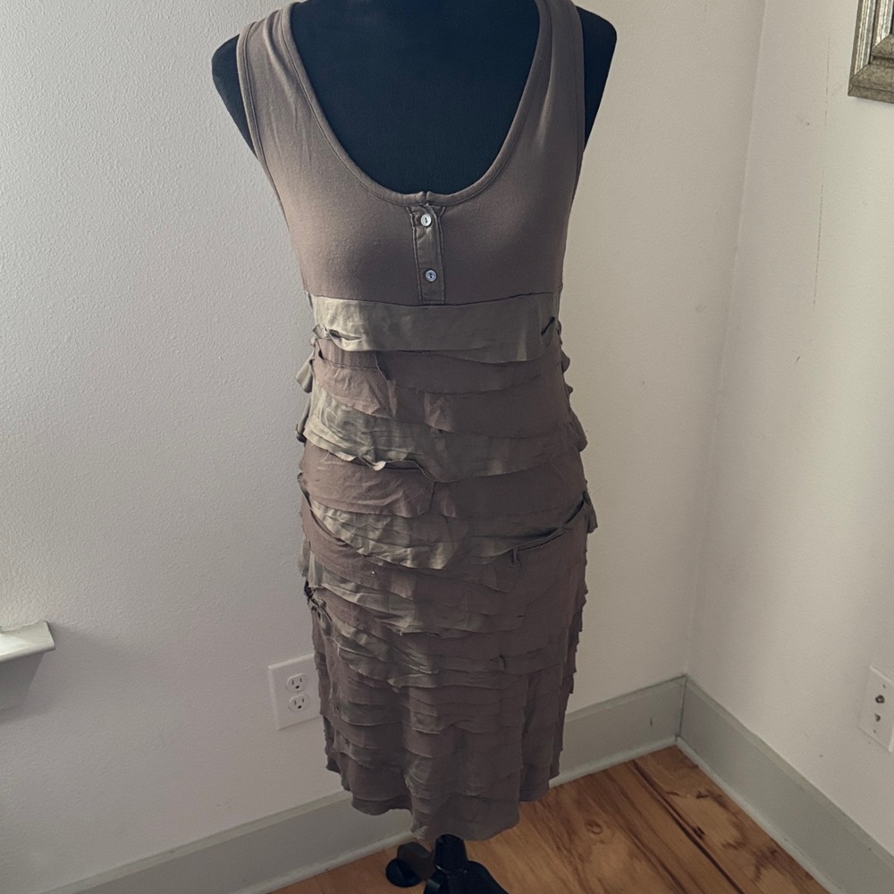 Kenneth Cole tiered olive green Layered sleeveless‎ Dress Sz XS